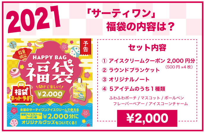2021年 サーティワン 福袋の内容は?