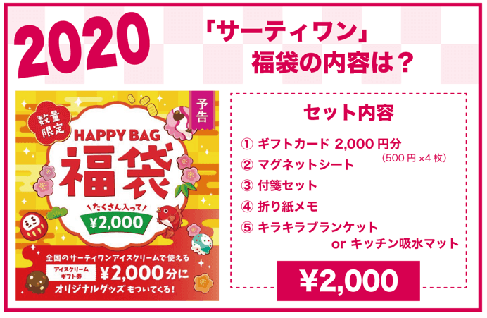 2020年 サーティワン 福袋の内容は?