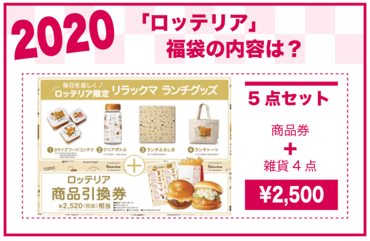 2020年 ロッテリア福袋の内容は？