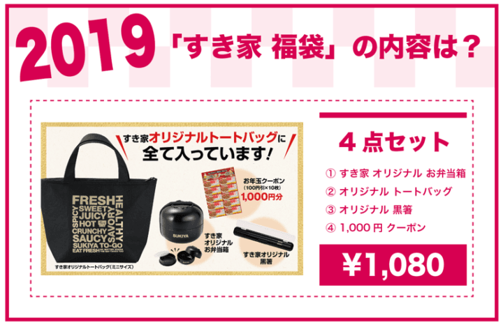 2019年 すき家 福袋の内容は?